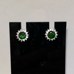 Green Chrome Diopside Rhodium Over Sterling Silver Earrings 1.76ctw